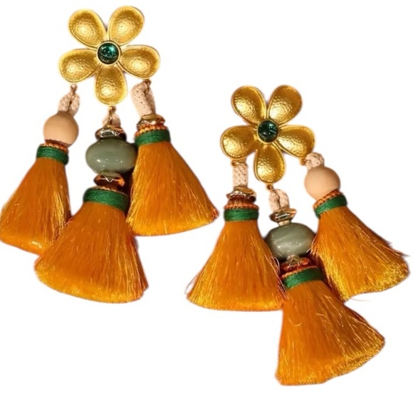 Whimsy_and_Rose Jewelry - Large Floral Tassel Earrings